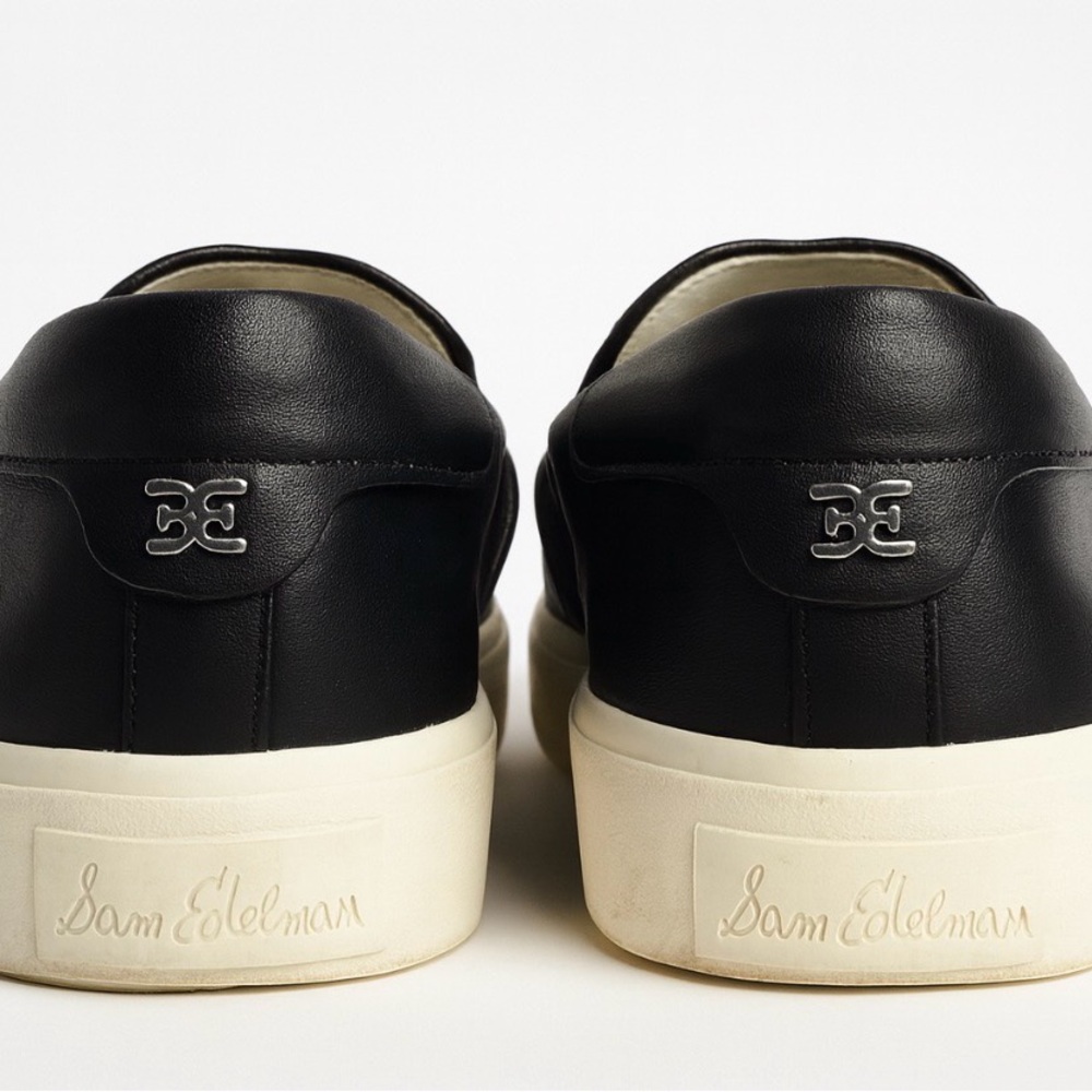 Sam Edelman Eda Slip-On Sneakers Black Woven Leather Size 8 - Picture 4 of 5